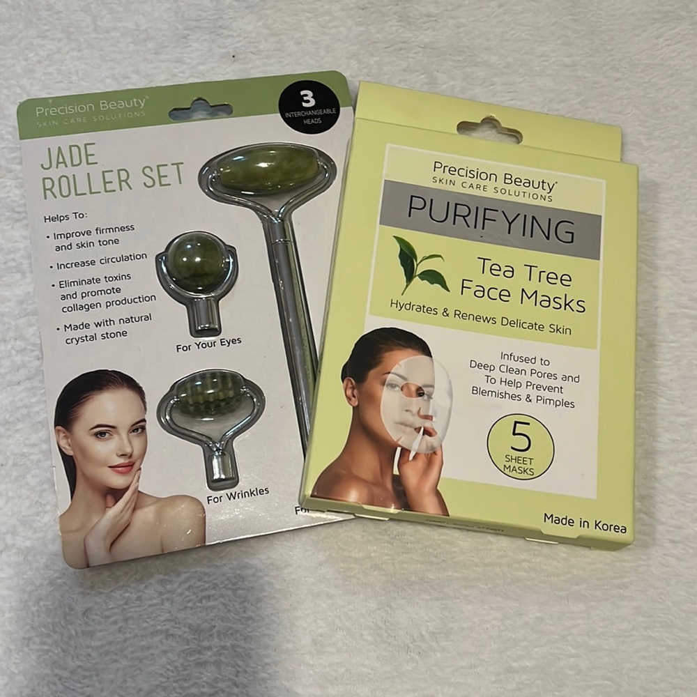 Precision beauty tea tree facemasks and Jade roller set